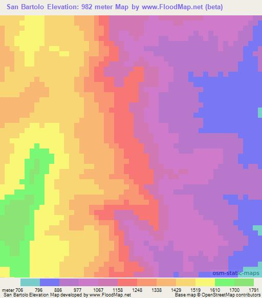 San Bartolo,Honduras Elevation Map