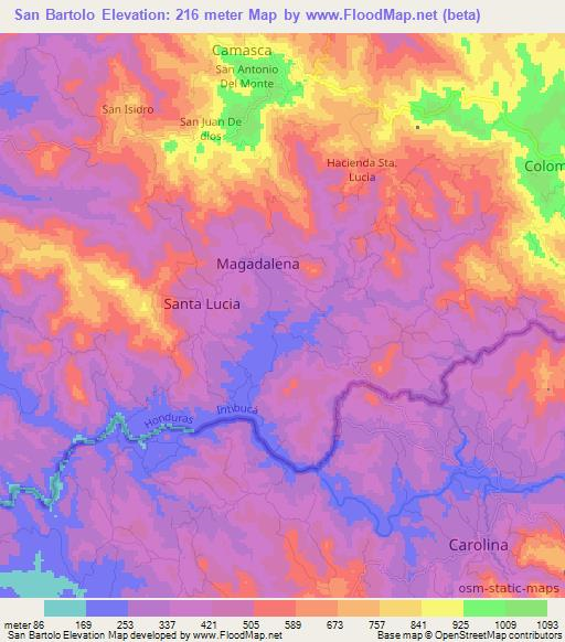 San Bartolo,Honduras Elevation Map