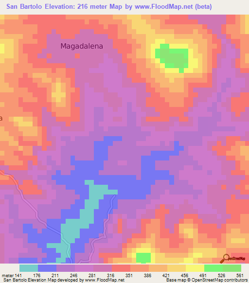 San Bartolo,Honduras Elevation Map