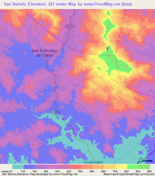San Bartolo,Honduras Elevation Map