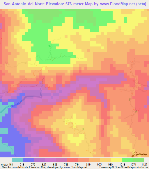 San Antonio del Norte,Honduras Elevation Map