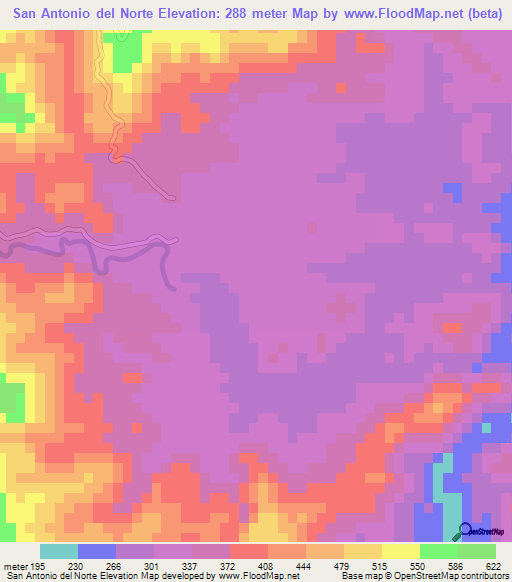 San Antonio del Norte,Honduras Elevation Map
