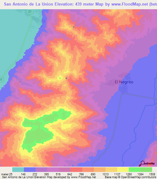 San Antonio de La Union,Honduras Elevation Map