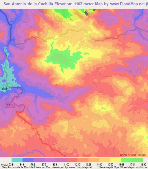 San Antonio de la Cuchilla,Honduras Elevation Map