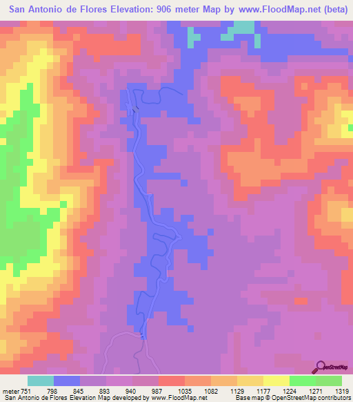 San Antonio de Flores,Honduras Elevation Map