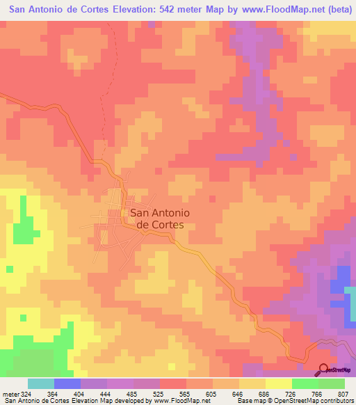 San Antonio de Cortes,Honduras Elevation Map