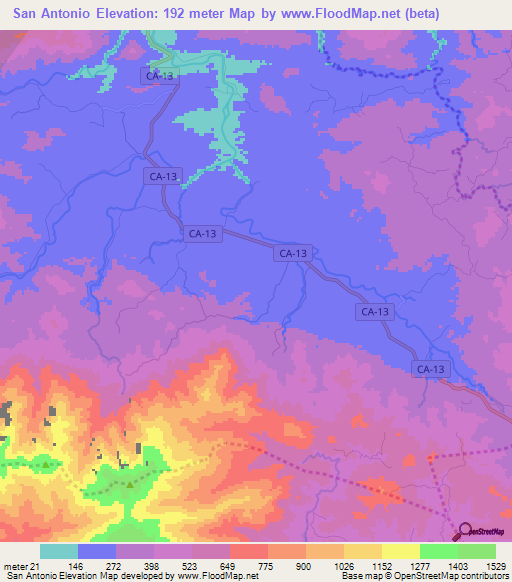 San Antonio,Honduras Elevation Map