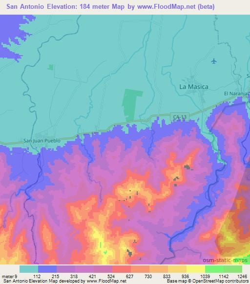 San Antonio,Honduras Elevation Map