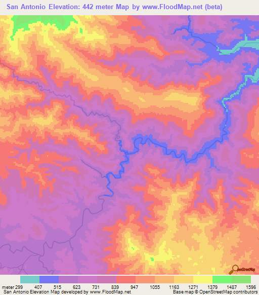 San Antonio,Honduras Elevation Map