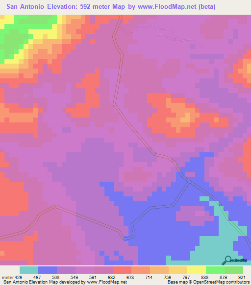 San Antonio,Honduras Elevation Map