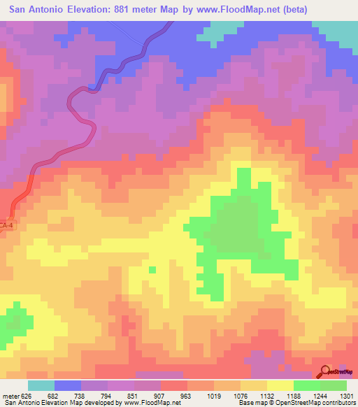 San Antonio,Honduras Elevation Map