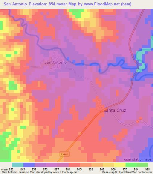 San Antonio,Honduras Elevation Map