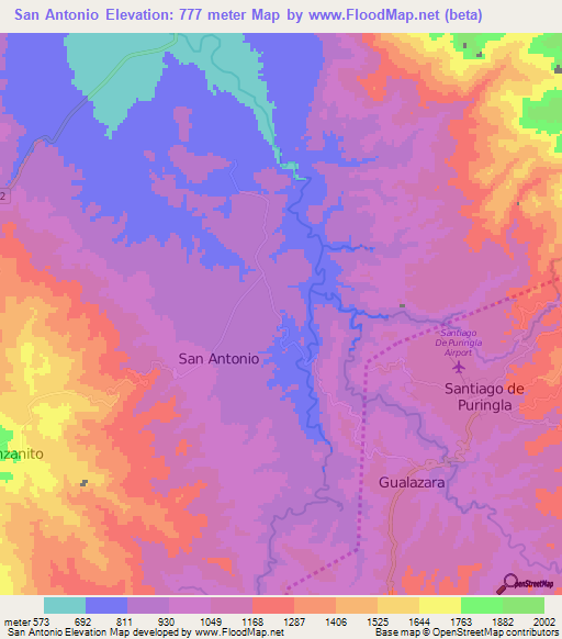 San Antonio,Honduras Elevation Map