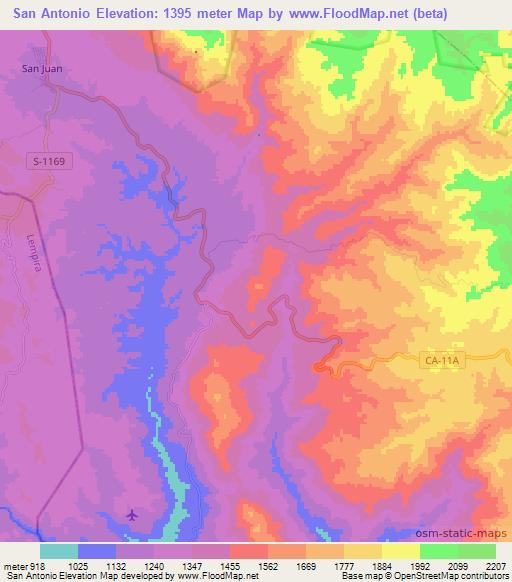San Antonio,Honduras Elevation Map