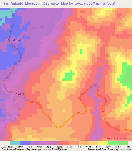 San Antonio,Honduras Elevation Map