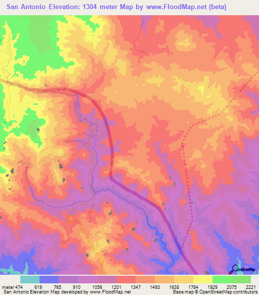 San Antonio,Honduras Elevation Map