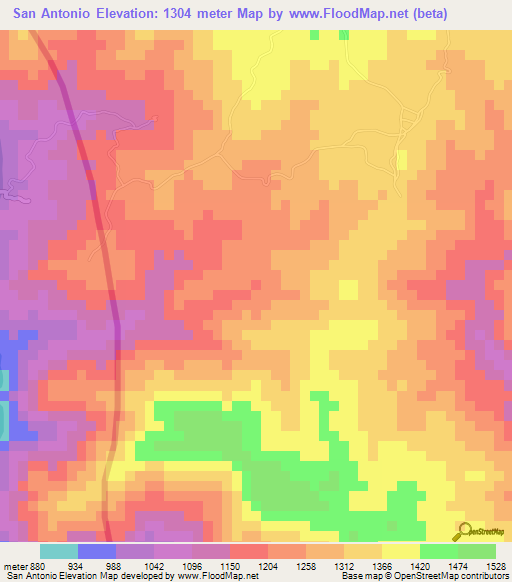San Antonio,Honduras Elevation Map