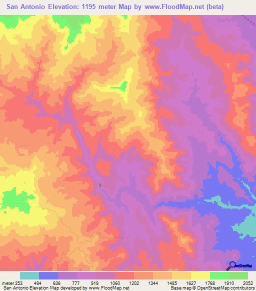 San Antonio,Honduras Elevation Map