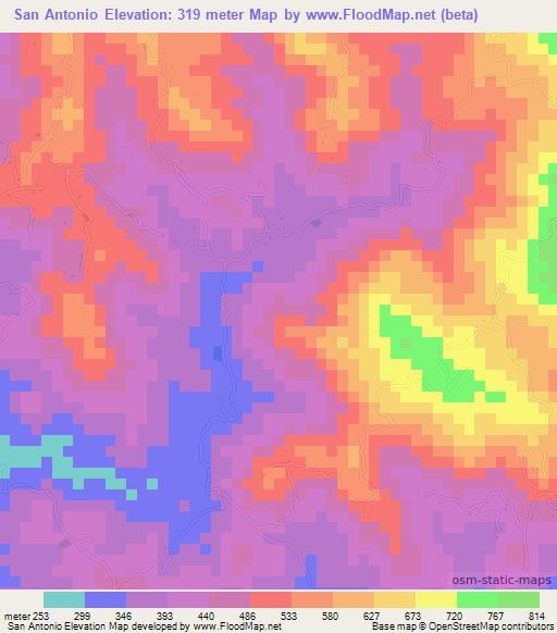 San Antonio,Honduras Elevation Map