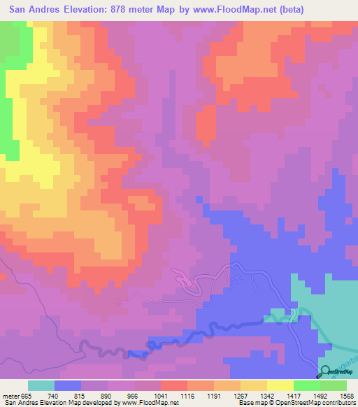 San Andres,Honduras Elevation Map