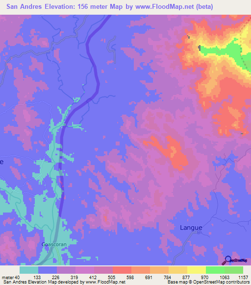 San Andres,Honduras Elevation Map