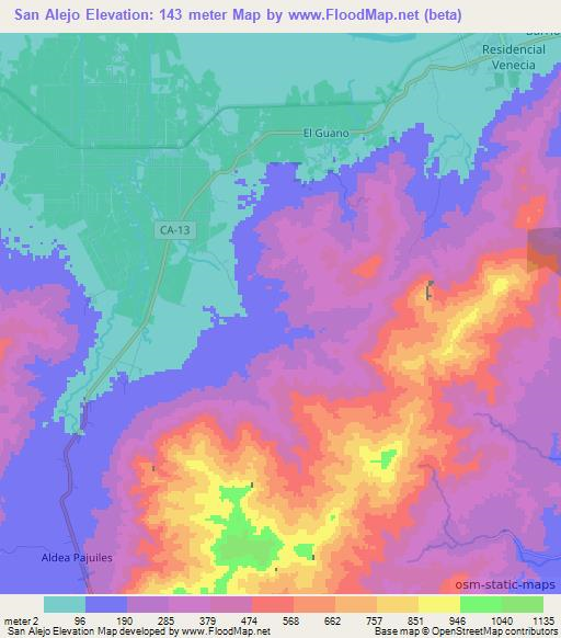 San Alejo,Honduras Elevation Map