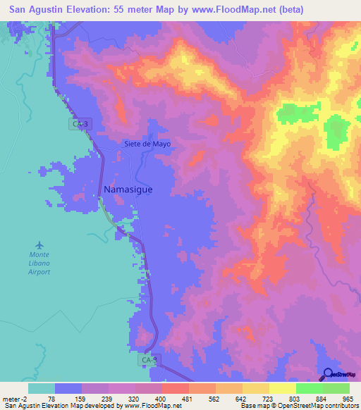 San Agustin,Honduras Elevation Map