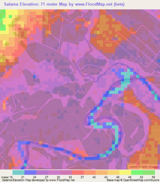 Salama,Honduras Elevation Map