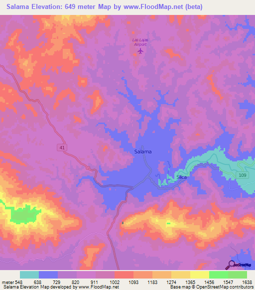 Salama,Honduras Elevation Map