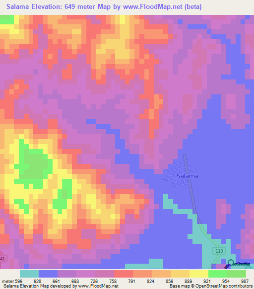 Salama,Honduras Elevation Map