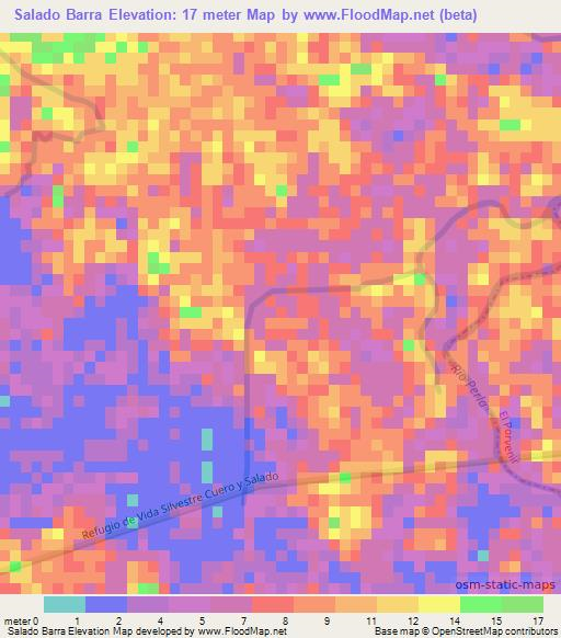 Salado Barra,Honduras Elevation Map