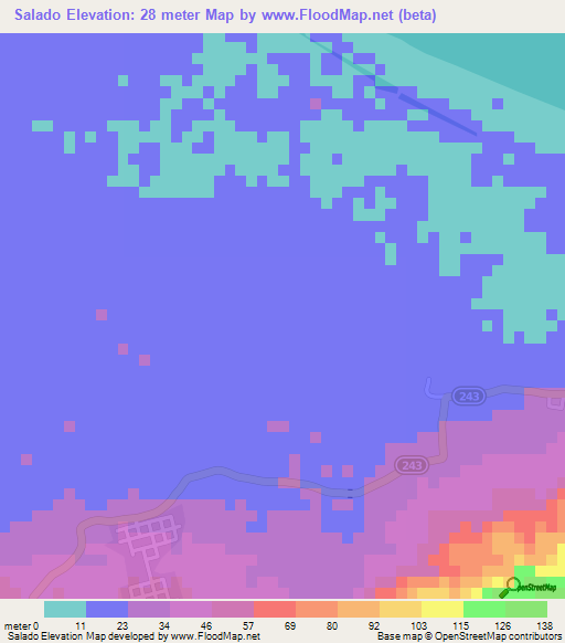 Salado,Honduras Elevation Map