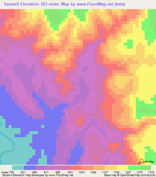 Sacamil,Honduras Elevation Map