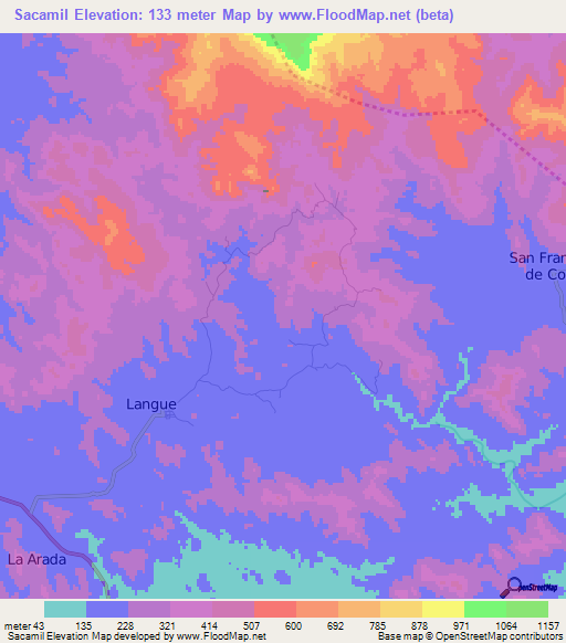 Sacamil,Honduras Elevation Map