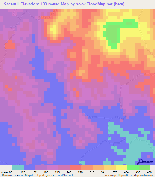 Sacamil,Honduras Elevation Map