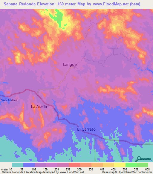 Sabana Redonda,Honduras Elevation Map