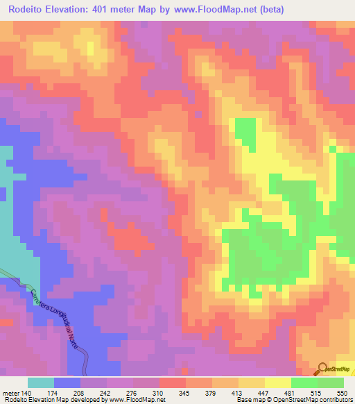 Rodeito,Honduras Elevation Map