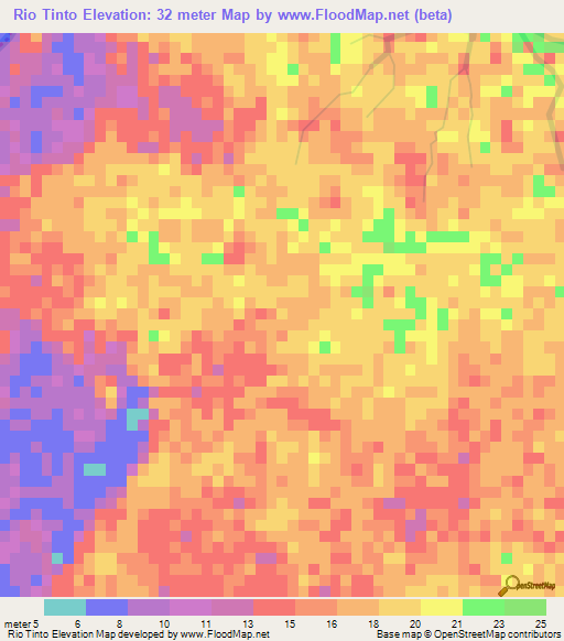 Rio Tinto,Honduras Elevation Map