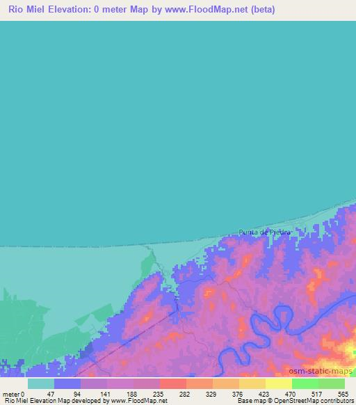 Rio Miel,Honduras Elevation Map