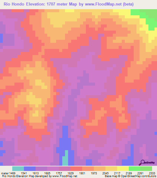 Rio Hondo,Honduras Elevation Map