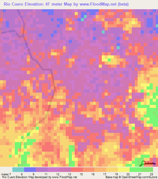 Rio Cuero,Honduras Elevation Map