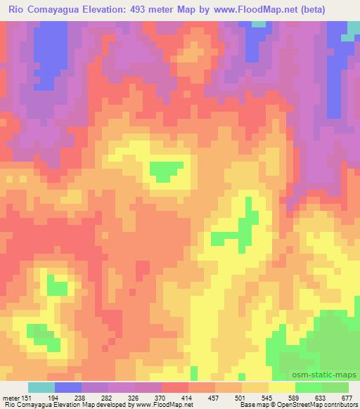 Rio Comayagua,Honduras Elevation Map