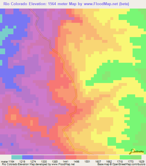 Rio Colorado,Honduras Elevation Map