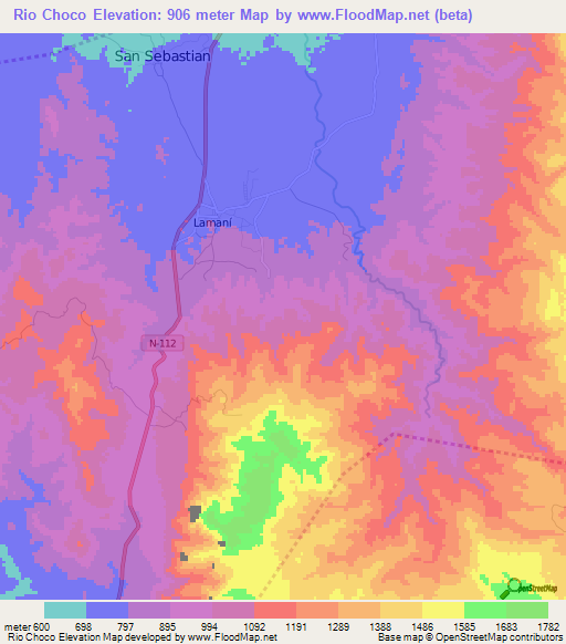 Rio Choco,Honduras Elevation Map