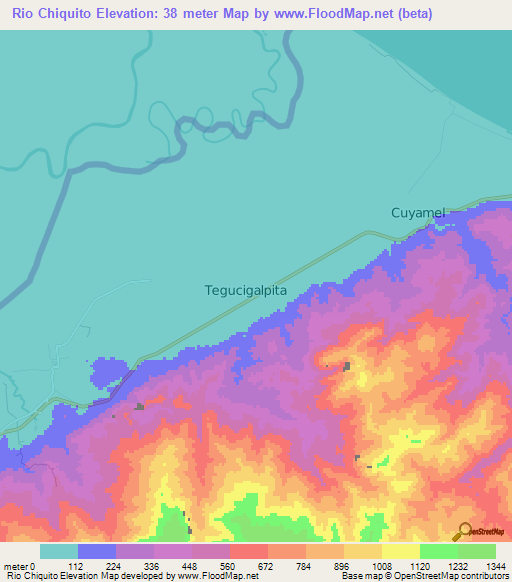 Rio Chiquito,Honduras Elevation Map