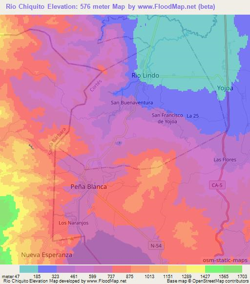 Rio Chiquito,Honduras Elevation Map