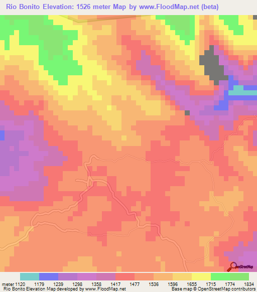 Rio Bonito,Honduras Elevation Map