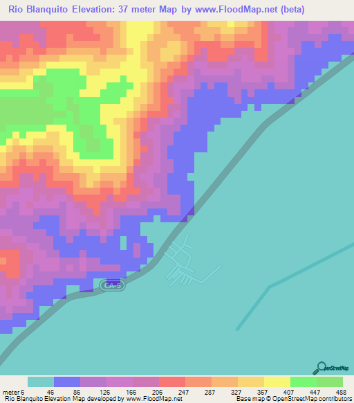 Rio Blanquito,Honduras Elevation Map
