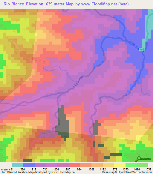Rio Blanco,Honduras Elevation Map
