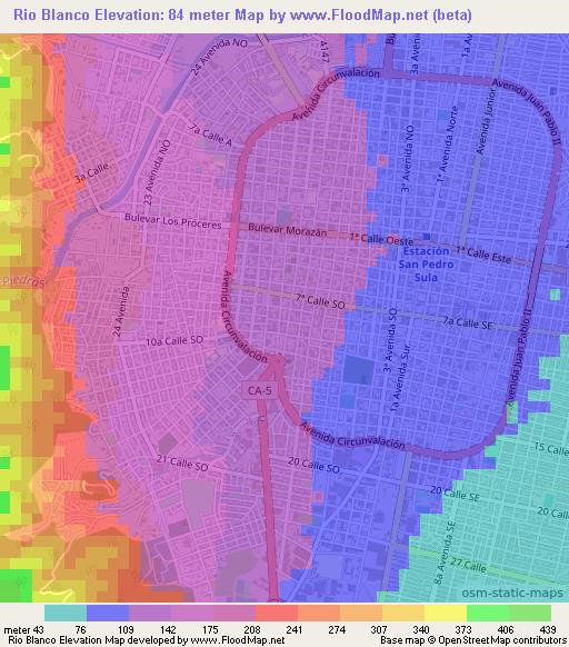 Rio Blanco,Honduras Elevation Map